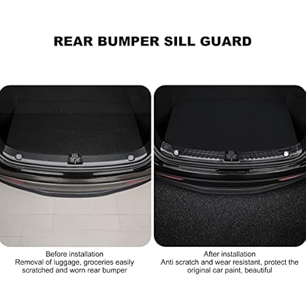 Protector de Parachoques Trasero, 2 Piezas de Acero Inoxidable para Maletero de Coche, Protector de Alféizar Interior, Accesorios de Protección de Parachoques Trasero para Tesla (Estilo de fibra de